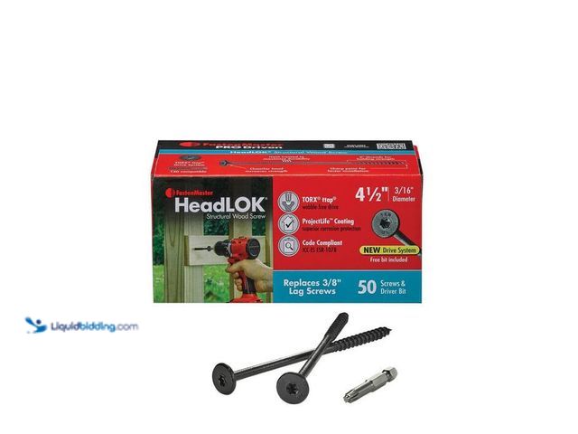 Lot 49-2024126 - FastenMaster 4-1/2 in. HeadLOK Structural Wood Screws Flat Head Wood Screws, Black (50-Pack). Model ...