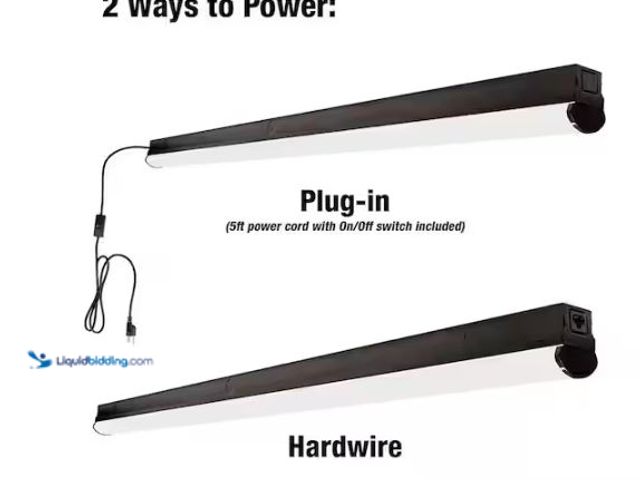 Lot 49-1624360 - Commercial Electric 4 ft. Garage LED Linkable Matte Black Strip Light Fixture Plug-in or Hardwire 36...