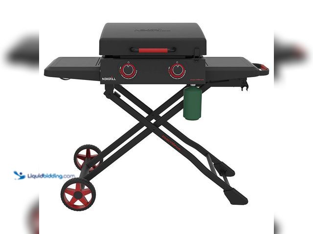 Lot 49-5408123 - Nexgrill Daytona 2-Burner Propane Gas Grill 21 in. Flat Top Griddle with Foldable Cart in Black. [Mo...