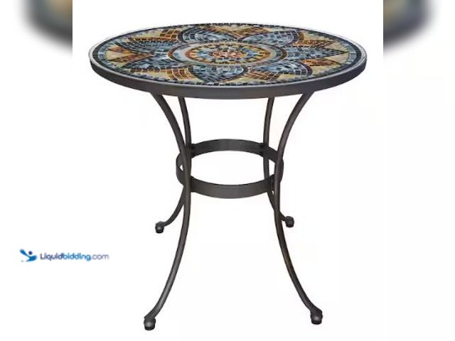 Lot 49-2022706 - StyleWell Mix and Match 28 in. Metal and Glass Mosaic Patio Bistro Table, Model # HD19206, MSRP $129...