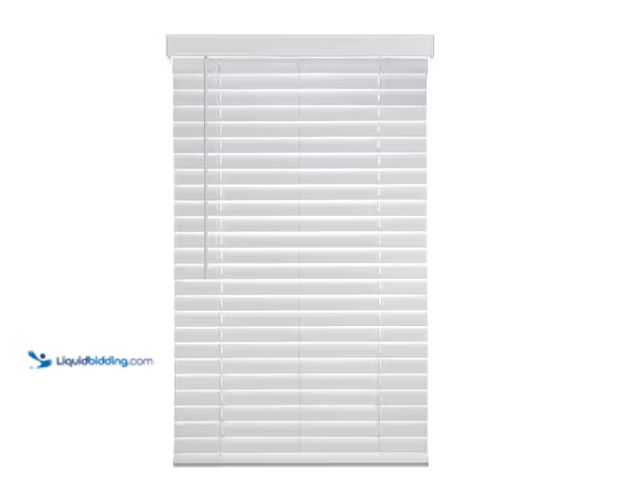 Lot 49-1566330 - Home Decorators Collection White Cordless Faux Wood Blinds for Windows with 2 in. Slats - 59 in. W x...