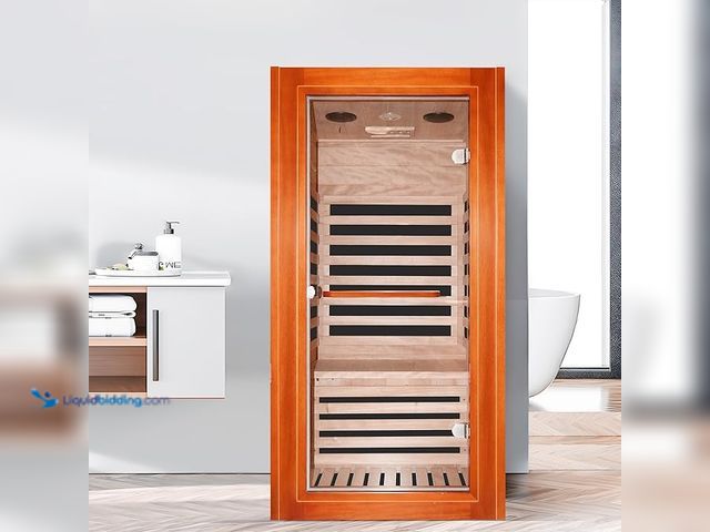 Lot 49-1525272 - Infrared Sauna Room Single Room Model #HM-1, Unused, 1 Panel Has Small Piece Broken Off    MSRP;$257...