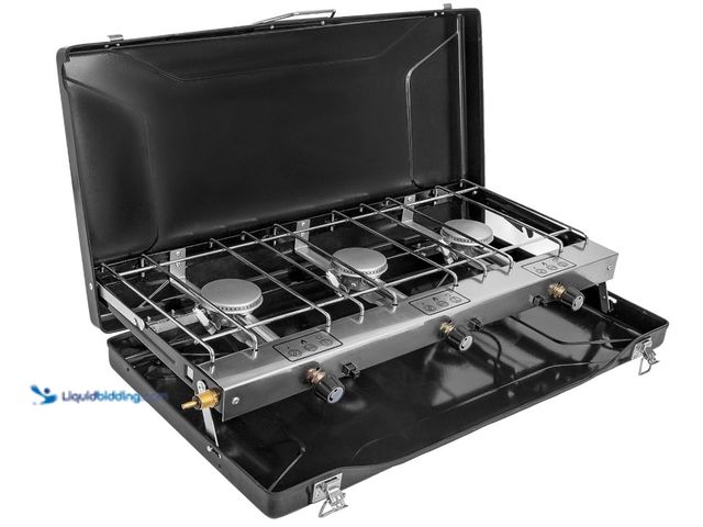 Lot 49-1516834 - FineFlame Camping Stove, Portable 3-Burner Propane Stove with Regulator, Instant Push-Button Ignitio...