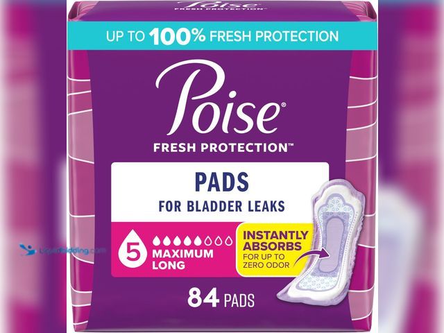 Lot 49-5543699 - Poise Incontinence & Postpartum Pads for Bladder Leaks, 5 Drop Maximum Absorbency, Long Length, 84 C...