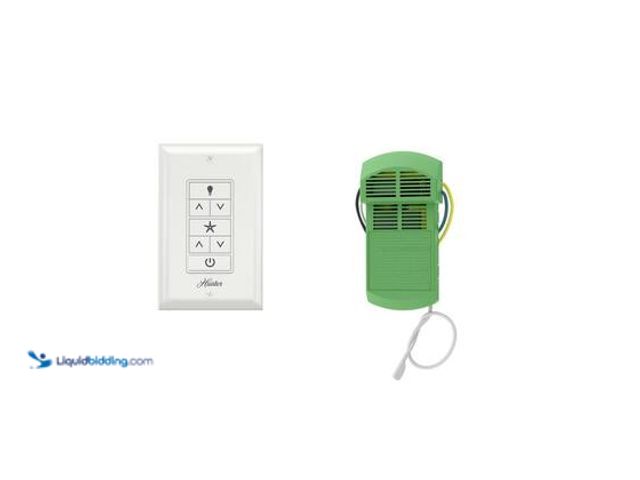Lot 49-5572393 - Hunter Universal Damp Rated Ceiling Fan Wall Remote Control White. Model # 99393. Unused