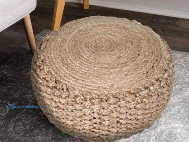 Lot 49-1631004 - Spruce Natural Pouf - 20" x 20" x 10", Model # 99712NAT, Slightly used. (NOTE: Minor frays, Dusty fr...