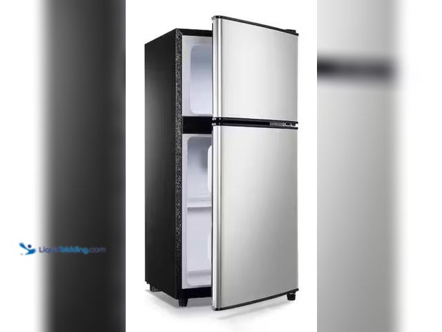 Lot 49-1637932 - 3.5 cu. ft. Mini Refrigerator in Silver with Freezer, 2-Door, 7 Level Thermostat and Removable Shelv...