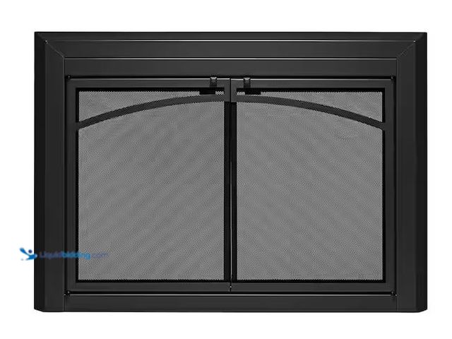 Lot 49-1539065 - UniFlame Small Gerri Black Cabinet-style Fireplace Doors with Smoke Tempered Glass Model # UFPDS1301...