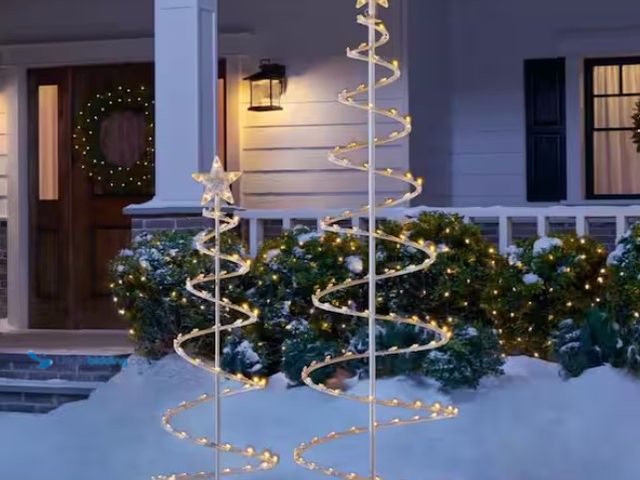 Lot 49-1541769 - Home Accents Holiday 2-Piece LED Spiral Trees Holiday Yard Decoration Y35, Model # TY-S46-C, Unused,...