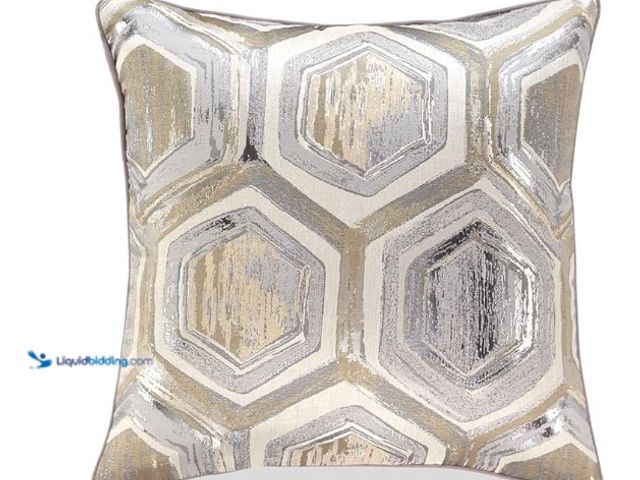 Lot 49-1555676 - Signature Design by Ashley Meiling Geometric Throw Pillow, 20 x 20 Inches, Machine Washable, Metalli...