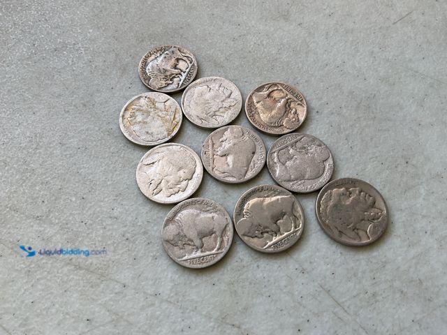 Lot 49-5515514 - LOT OF 10 VINTAGE BUFFALO NICKELS VARIOUS YEARS