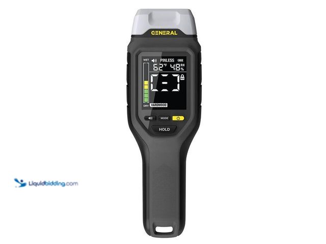 Lot 49-2004194 - General Tools 2-in-1 Pin and Pinless Moisture Meter with Backlit Display for Wood, Drywall, and Buil...