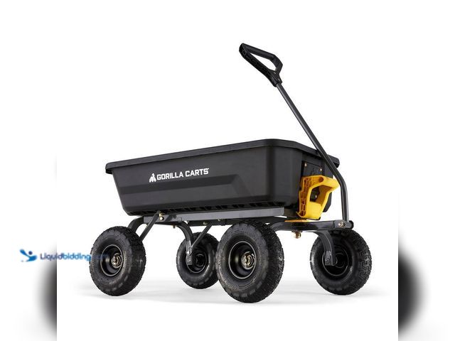 Lot 49-5509930 - GORILLA CARTS 4 cu. ft. Patented Poly Dumping Garden Cart, 600 lbs. Capacity, 35 in. x 22 in. x 8 in...