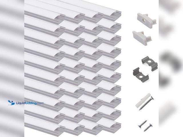 Lot 49-3514553 - 40-Pack 3.3ft/1Meter U Shape LED Aluminum Channel System with Milky Cover, End Caps and Mounting Cli...