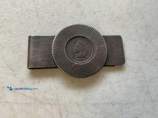 Lot 49-1830016 - VINTAGE 1901 INDIAN HEAD PENNY MONEY CLIP #COINS0219