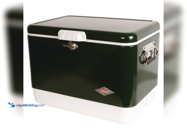 Lot 49-5554235 - Coleman Vintage 54 qt. Steel Belted Hard Cooler, Green Model # 3000006616 Unused Scuffs/Scratches