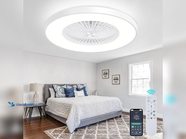 Lot 49-5437860 - 24" Low Profile Ceiling Fan with Light, Bladeless Ceiling Fans with Remote/APP Control, Flush Mount ...