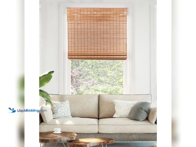 Lot 49-5453527 - Chicology Light Filtering Cordless Natural Woven Bamboo Window Shade 30 in. W x 64 in. L - Squirrel....