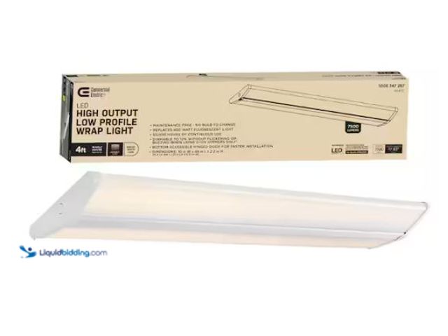 Lot 49-1624691 - Commercial Electric 1-Pack 4 ft. 7500 Lumens LED Wraparound Light Fixture 65W 120-277V Bright White ...