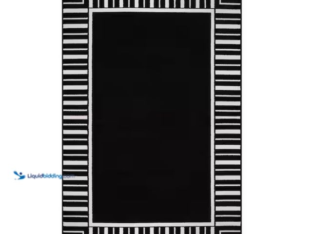 Lot 49-1628120 - Beverly Rug Edge Black 5 ft. x 7 ft. Rubber Back Washable Geometric Border Indoor Outdoor  Area Rug....