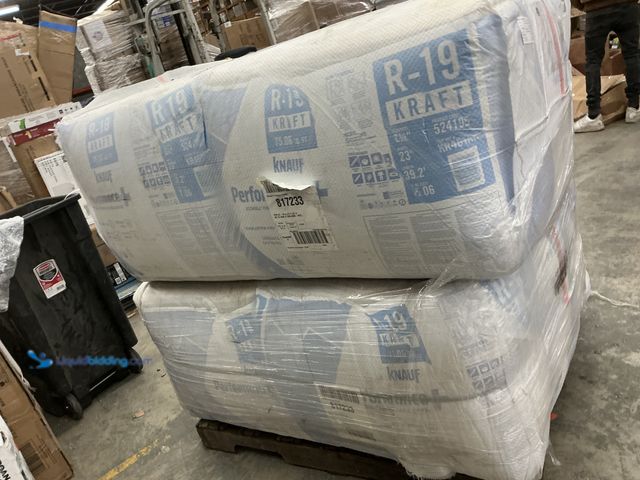 Lot 49-5508949 - QTY - 6 Knauf Insulation KR46TAK Kraft Faced Insulation, 39.16 ft L, 23 in W, R19 R-Value, Fiberglas...