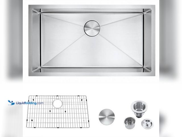 Lot 49-5452567 - Modern Brushed Nickel 18-Gauge Stainless Steel 32 in. Single Bowl Undermount Workstation Kitchen Sin...