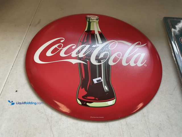 Lot 49-5451678 - Other NEW METAL COLLECTOR BUTTON SIGN “COCA COLA” MEASURES APPROXIMATELY 14 INCH IN DIAMETER