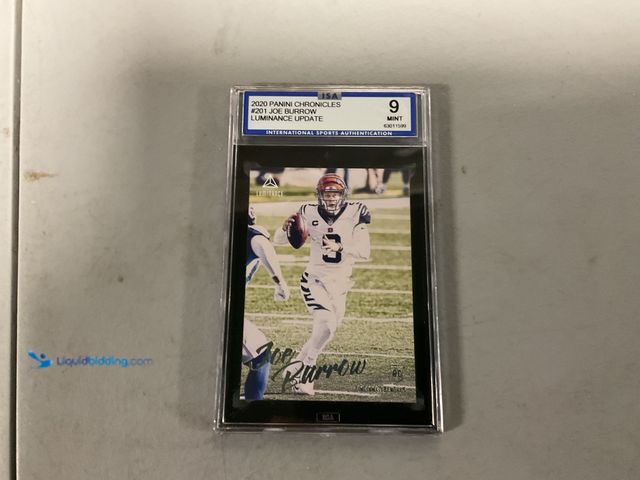 Lot 49-1505970 - WOW GRADED CARD 2020 PANINI CHRONICLES JOE BURROW ROOKIE LUMINANCE UPDATE #201 ISA 9 MINT AMAZING CA...