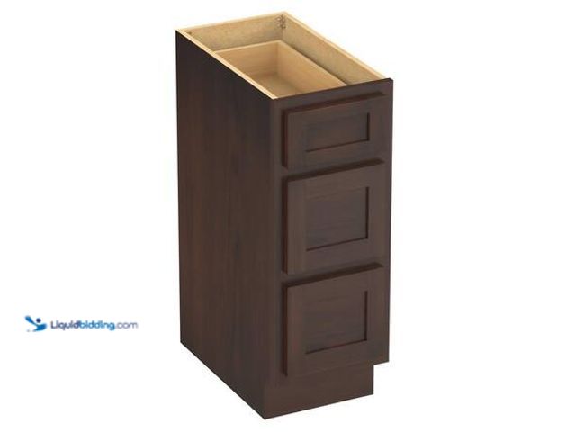 Lot 49-5548891 - Vanity Art Montclair 12 in. 3-Drawer Freestanding Shaker Bathroom Vanity Cabinet (No Top) in Brown -...