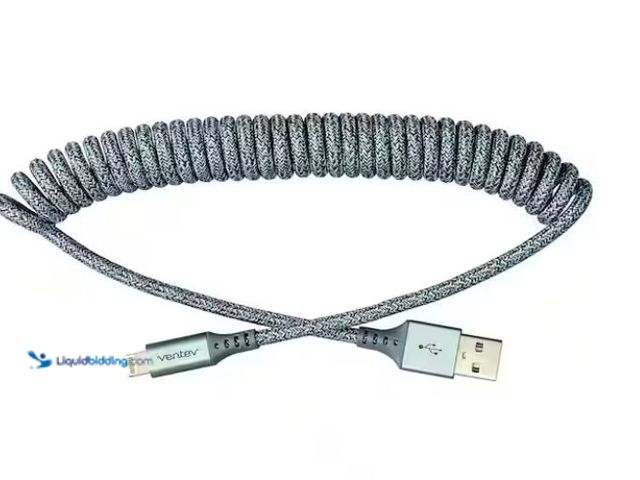 Lot 49-3614861 - Lot of (2) Ventev Chargesync 14 in. Lightning Helix Cable in Grey,  Model # 247372,  New.