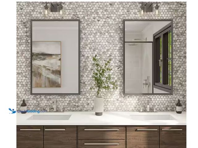 Lot 49-1576378 - Approx 9sq ft of Daltile Wenrose Calacatta Topaz 10 in. x 12 in. Matte Ceramic Floor and Wall Hexago...