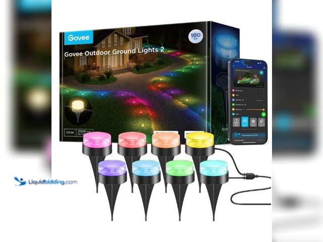 Lot 49-3432088 - Govee Outdoor Ground Lights 2, 100ft for Patio Decorations, 30 Pack RGBIC Pathway with 100LM Warm Wh...