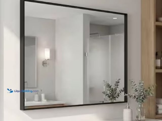 Lot 49-2022908 - XRAMFY Modern Black 28 in. W x 36 in. H Rectangle Aluminum Alloy Framed Vanity Wall Mirror, Model # ...