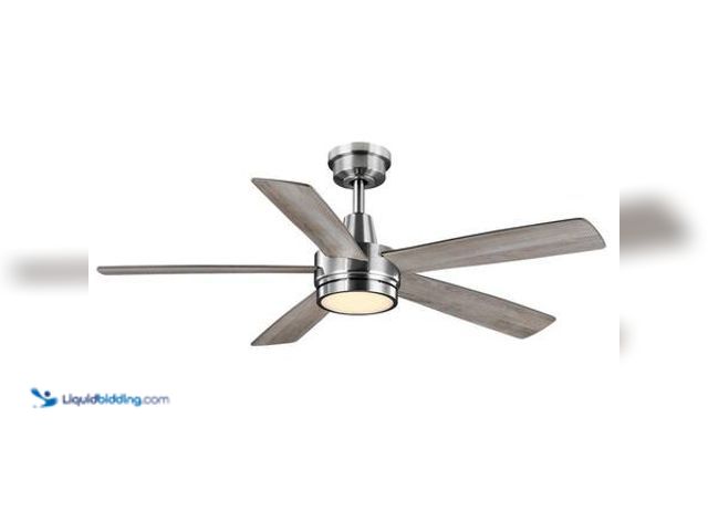 Lot 49-5548964 - Hampton Bay Fanelee 54 in. White Color Changing LED Brushed Nickel Smart Ceiling Fan with Light Kit ...