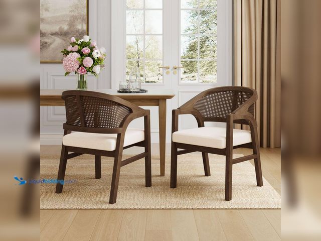Lot 49-5463779 - CHRISTOPHER KNIGHT HOME
Lucas Walnut and Beige Polyester Upholstered Dining Chair with Cane Back, S...
