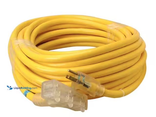 Lot 49-2001570 - Southwire 50 ft. 10/3 SJTW Tri-Source (Multi-Outlet) Outdoor Heavy-Duty Extension Cord, Model # 4388...