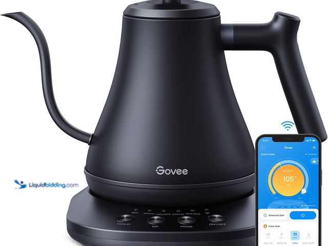 Lot 49-5477989 - Govee Smart Electric Kettle, WiFi Variable Temperature Gooseneck Pour Over Kettle and Tea Kettle, Al...
