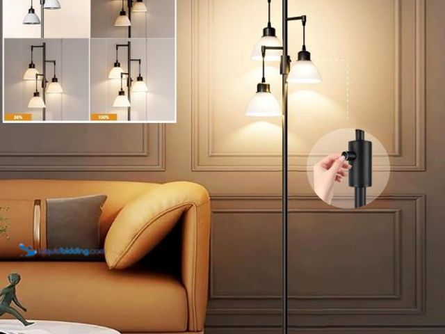 Lot 49-3473772 - Light dot 67IN Dimmable Floor Lamp for Living Room, Industrial 3-Light Tree Floor Lamps with LED E26...