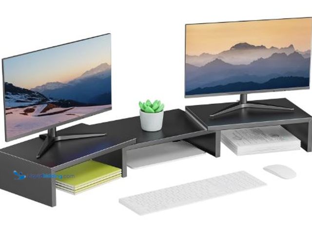 Lot 49-5436504 - Dual Monitor Stand for Desk, Metal Computer Stand, Desk Shelf Riser,Desktop Organizer for Home and O...