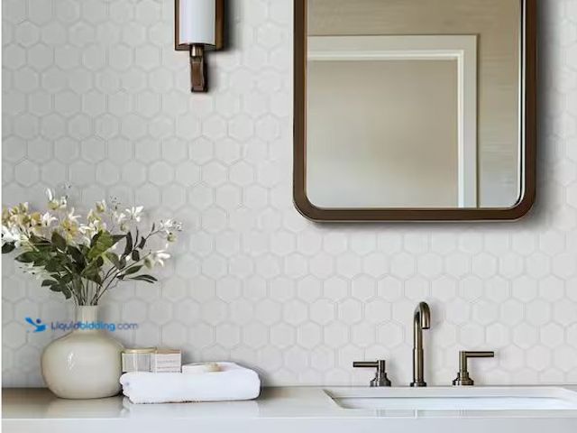 Lot 49-1576727 - Approx (12) sq ft of MSI White 2 in. Hexagon 11 in. x 11 in. x 0.25 in. Matte Porcelain Mesh-Mounted...