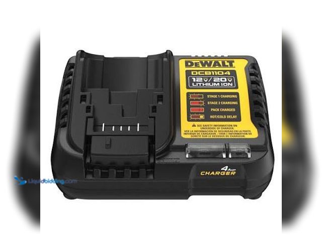 Lot 49-5544347 - DEWALT 12V MAX/20V MAX Lithium Ion Battery Charger, 4 Amp (Model; DCB1104). Unused