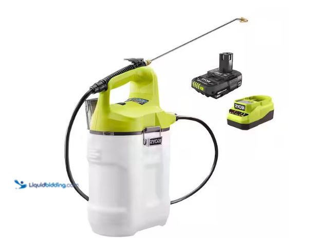Lot 49-1566742 - RYOBI ONE+ 18V Cordless Battery 2 Gal. Chemical Sprayer with 2.0 Ah Battery and Charger, Model # P28...