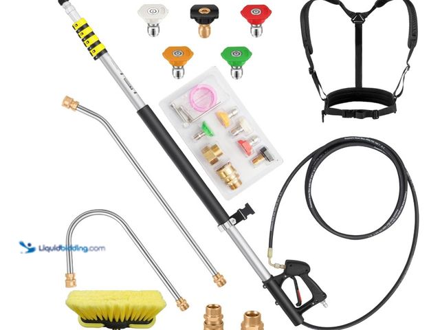 Lot 49-3463493 - 24 FT Telescoping Pressure Washer Wand Extension, Aluminum Power Washer Extension Wand with Brush He...