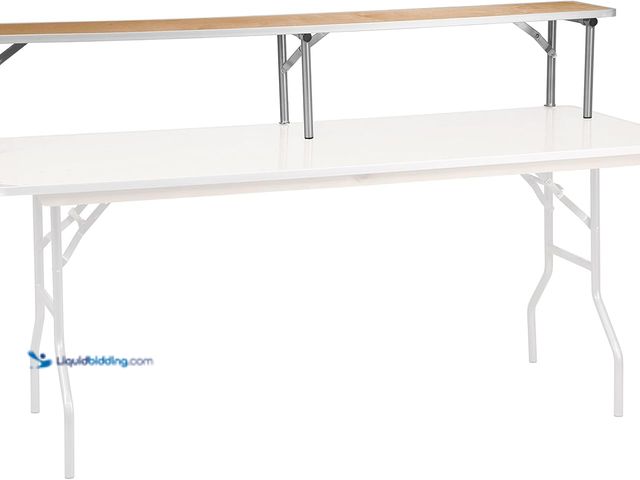 Lot 49-5449237 - Flash Furniture Amara 72" x 12" x 12" Birchwood Bar Top Riser with Folding Silver Legs, Wooden Folda...