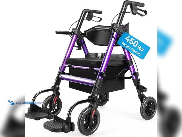 Lot 49-1578027 - AKOASM Heavy Duty Rollator Walker for Seniors with Seat, Foldable 2 in 1 Rolling Walkers Wheelchair ...