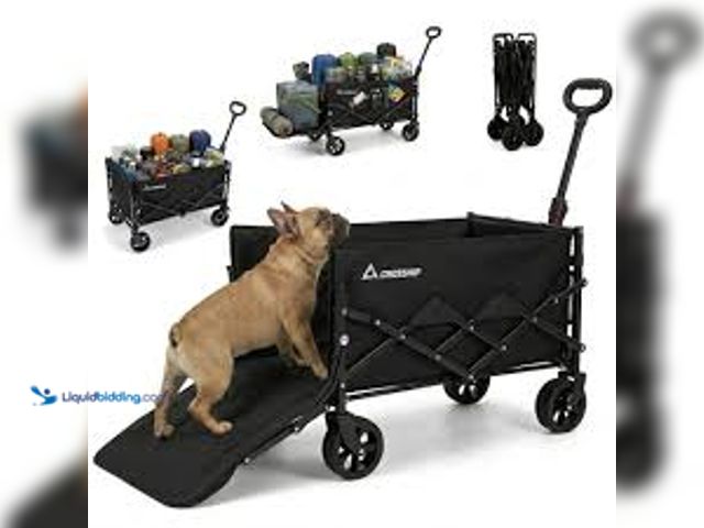 Lot 49-5549639 - Collapsible Pet Wagon Cart with Drop-Down Tailgate, 150L Heavy Duty Foldable Garden Cart 330lbs Capa...