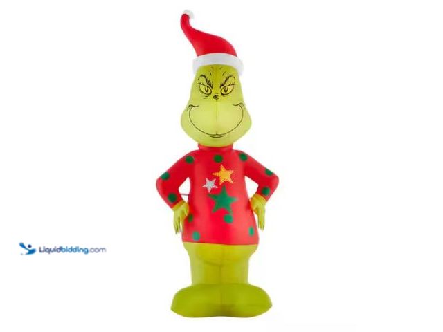 Lot 49-1546918 - Dr. Seuss 4 ft Grinch in Star Sweater, Self-Inflating, Model # 22GM17478, Unused.  Ref#HOL1113