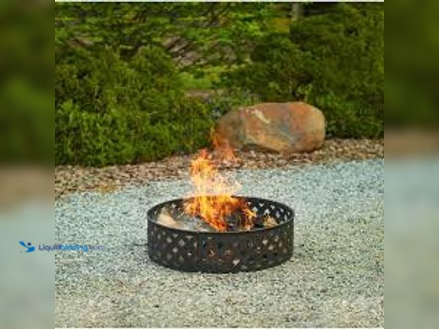 Lot 49-5483878 - Hampton Bay 30 in. Steel Fire Ring with Lattice Pattern in Black. Model # OFW279FR. Unused