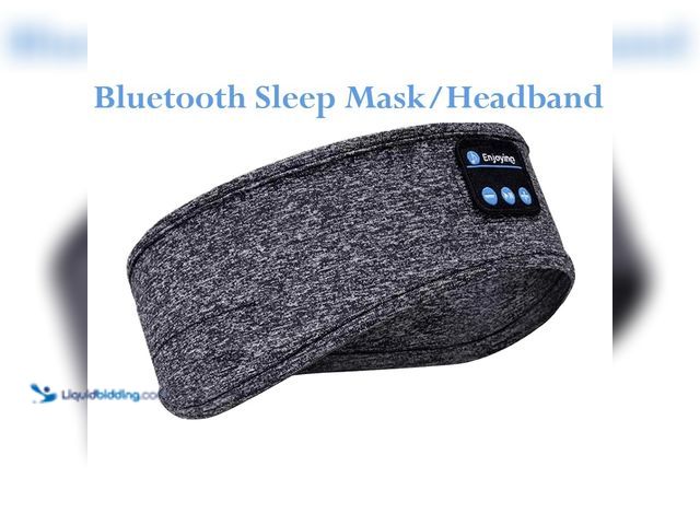 Lot 49-5492853 - Bluetooth Sleep Mask/Headband Grey - NEW - Bluetooth 5.4 sleep mask headphones feature a soft headba...