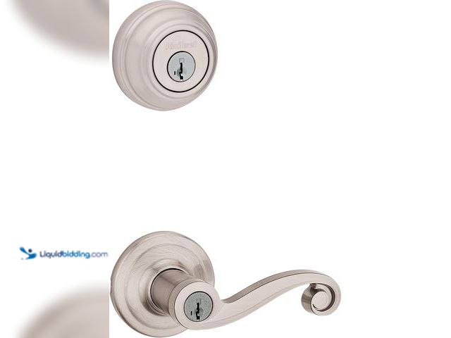 Lot 49-1514897 - Kwikset Lido Keyed Entry Lever and Single Cylinder Deadbolt Combo Pack with Microban Antimicrobial P...